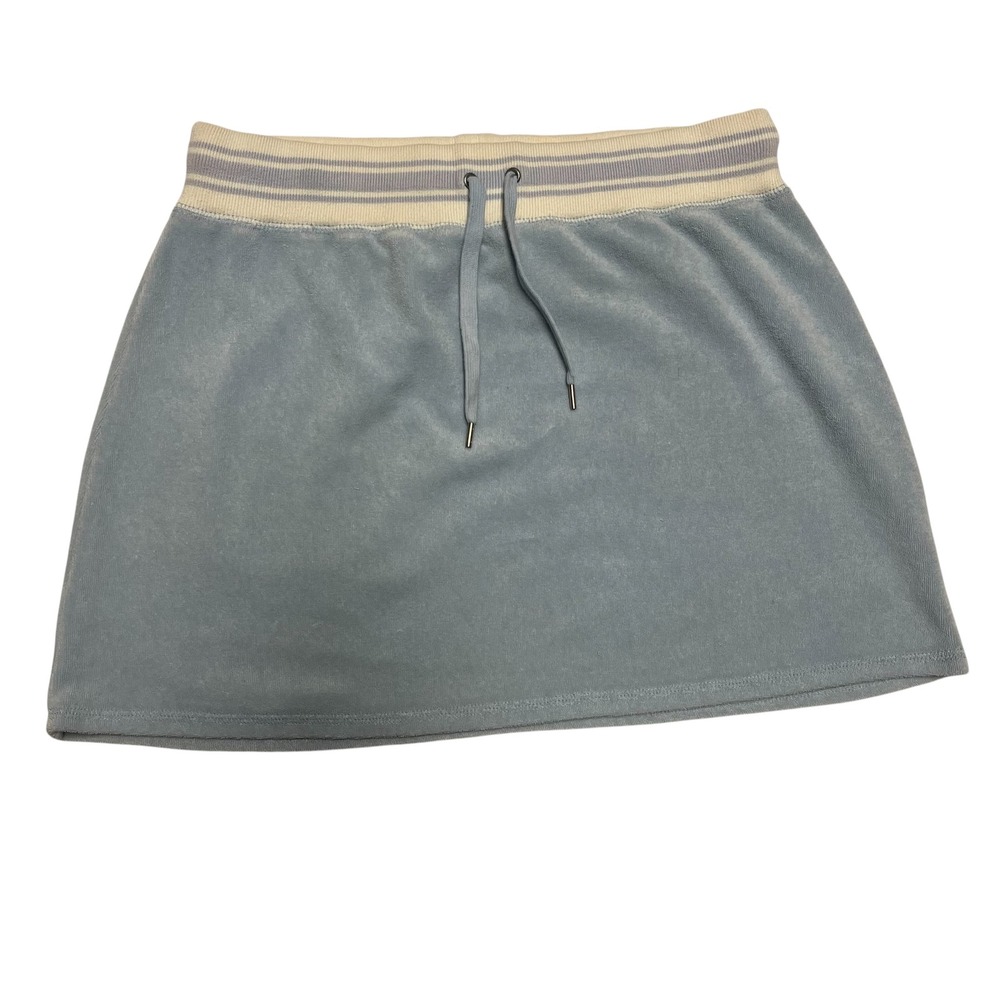 Lord & Taylor Light Blue Velour Mini Skirt Y2K Small